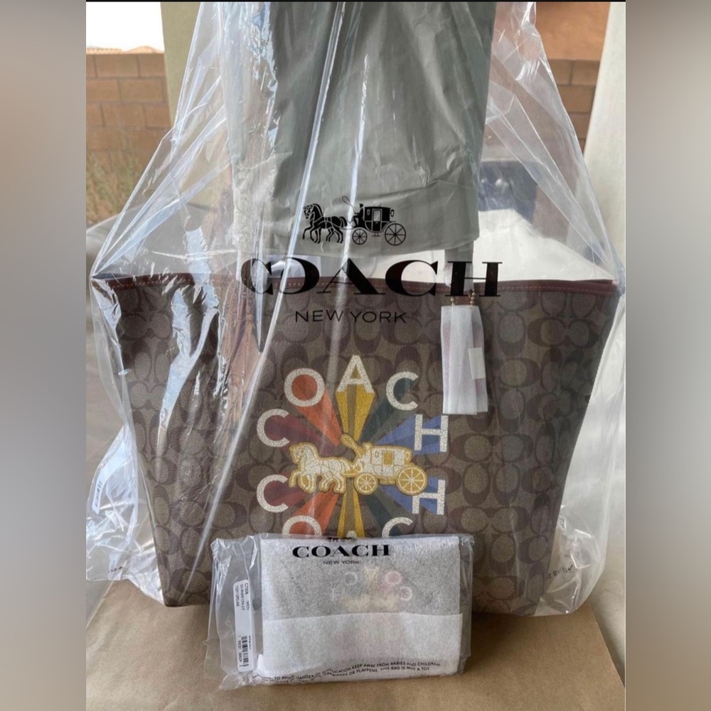 Coach Rainbow City Tote In Signature Canvas with small Wristlet - Picture 6 of 11